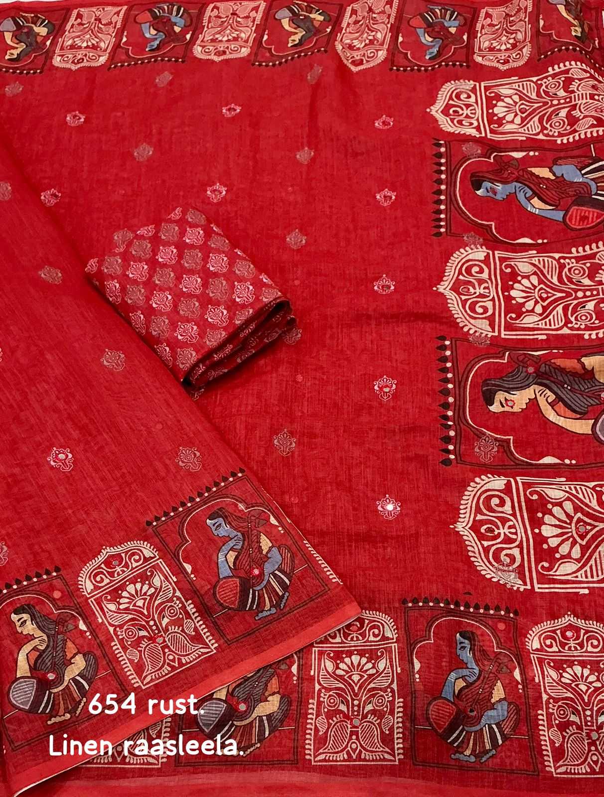 Ynf Linen KESH433 classic Sarees Wholesale Printed Sarees Mirror Work Saree Linen Sarees Manufacturer- Kapda Export