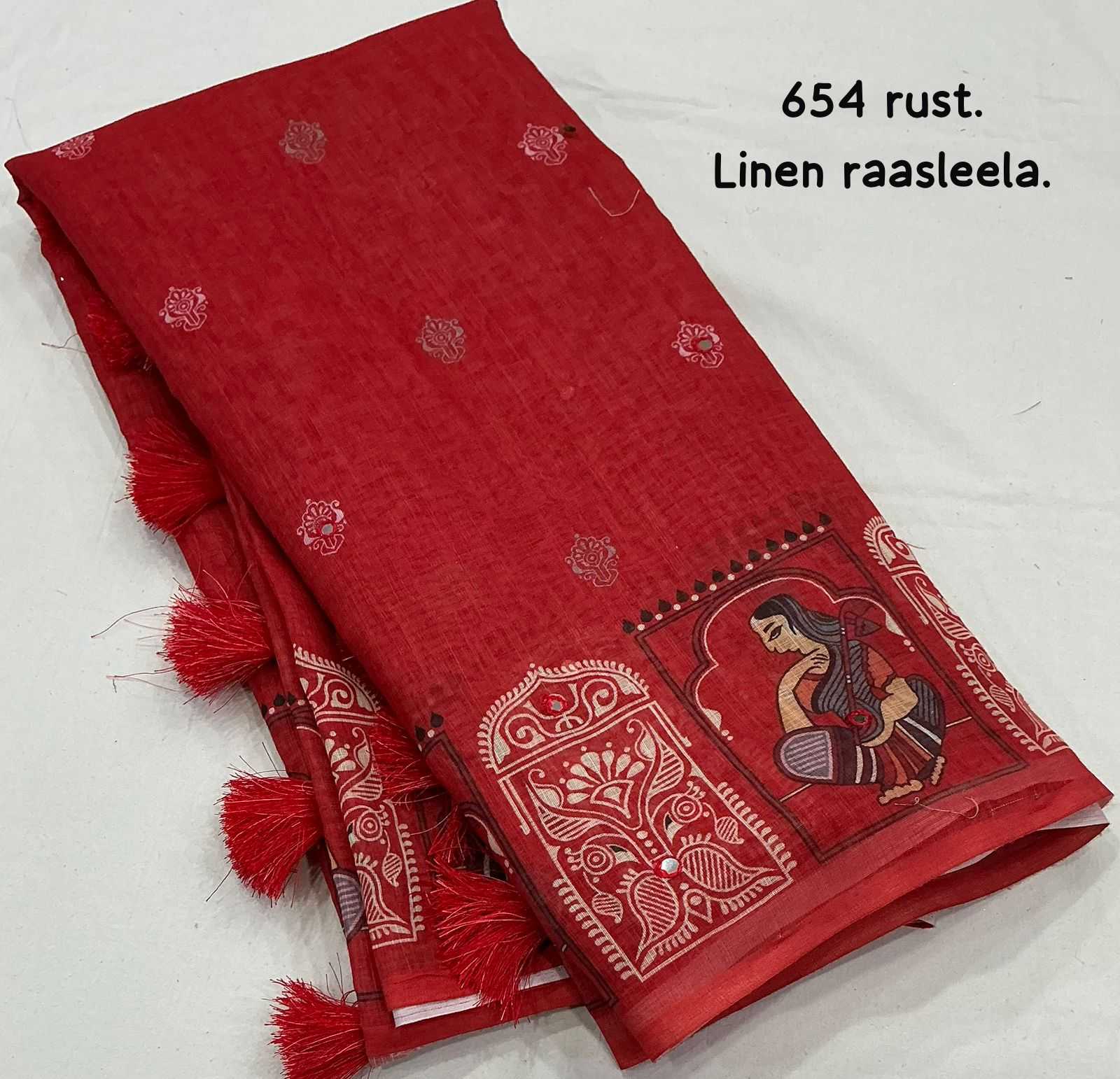 Ynf Linen KESH433 classic Sarees Wholesale Printed Sarees Mirror Work Saree Linen Sarees Manufacturer- Kapda Export