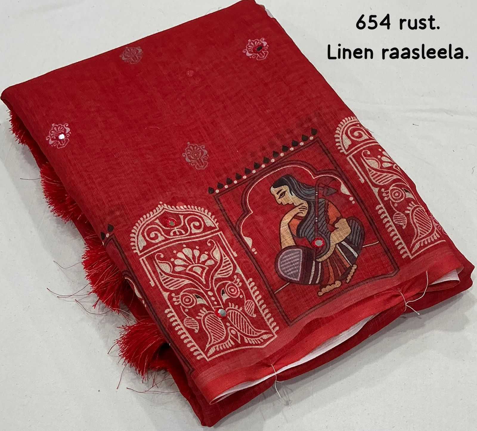 Ynf Linen KESH433 classic Sarees Wholesale Printed Sarees Mirror Work Saree Linen Sarees Manufacturer- Kapda Export