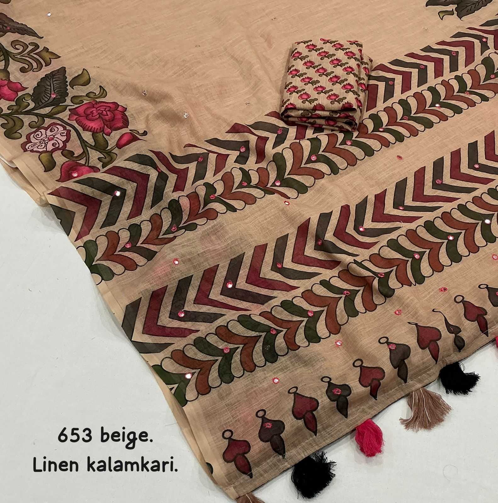 Ynf Linen KESH433 classic Sarees Wholesale Printed Sarees Mirror Work Saree Linen Sarees Manufacturer- Kapda Export