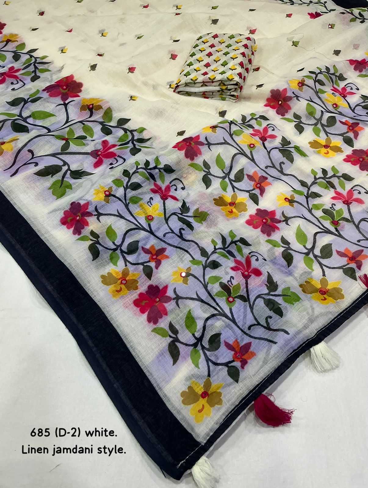 Ynf Linen KESH433 classic Sarees Wholesale Printed Sarees Mirror Work Saree Linen Sarees Manufacturer- Kapda Export