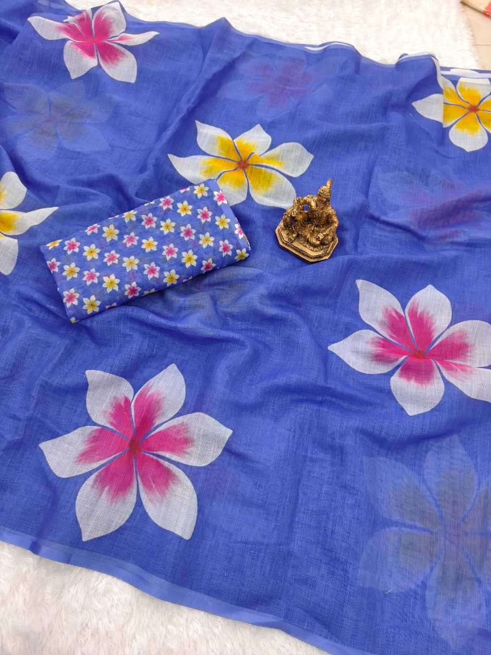 Ynf Linen KESH673 LILY Sarees Wholesale Printed Sarees Tussar Sarees Festive Sarees Manufacturer- Kapda Export