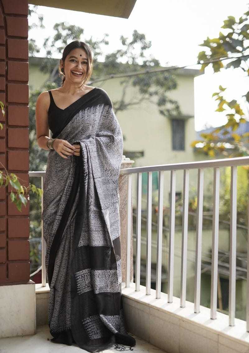 Ynf Linen KESH682 Same Jhalar Sarees Wholesale Printed Sarees Plain Sarees Linen Sarees Manufacturer- Kapda Export