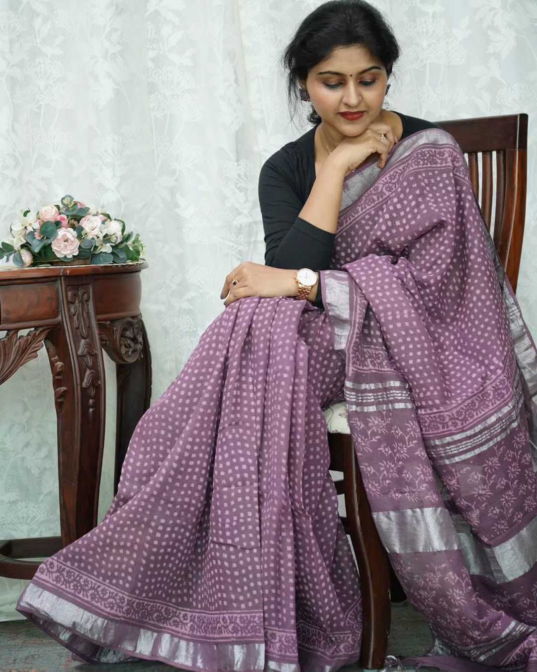 Ynf Linen KESH690 Raazhi Sarees Wholesale Linen Sarees Casual Sarees Office Wear Sarees Manufacturer- Kapda Export