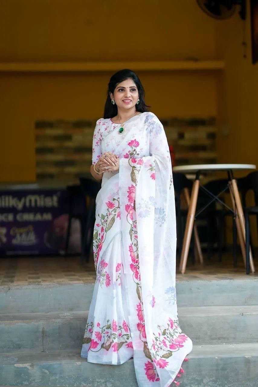 Ynf Linen KESH740 238 Sarees Wholesale Designer Sarees Printed Sarees Lightweight Sarees Manufacturer- Kapda Export