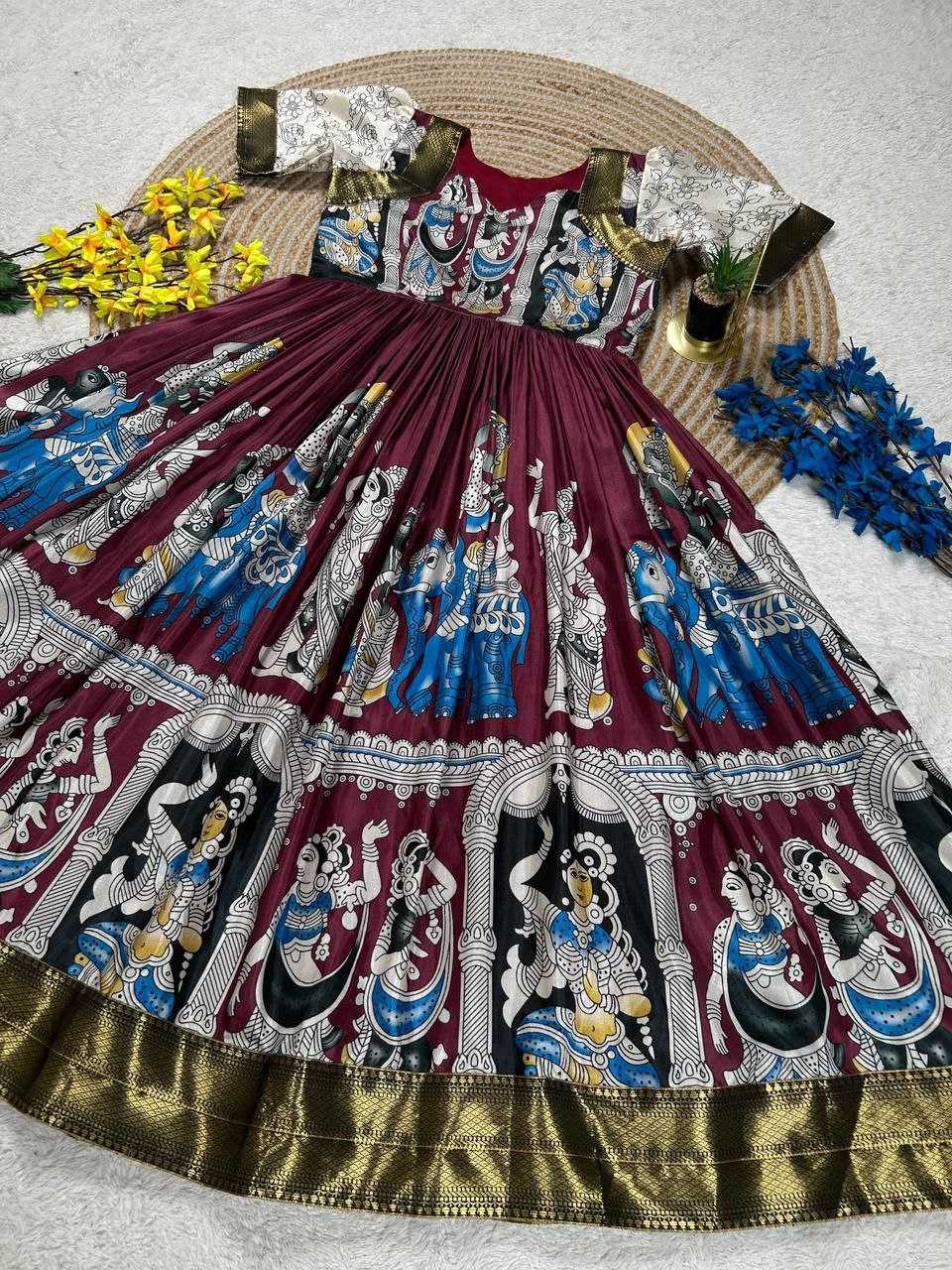 Ynf Muslin Cotton KESH167 AYUSH Gowns Wholesale Fancy Gowns Party Gowns Floral Print Gowns Manufacturer- Kapda Export