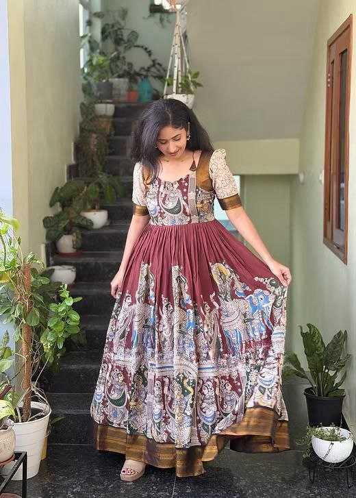 Ynf Muslin Cotton KESH167 AYUSH Gowns Wholesale Fancy Gowns Party Gowns Floral Print Gowns Manufacturer- Kapda Export