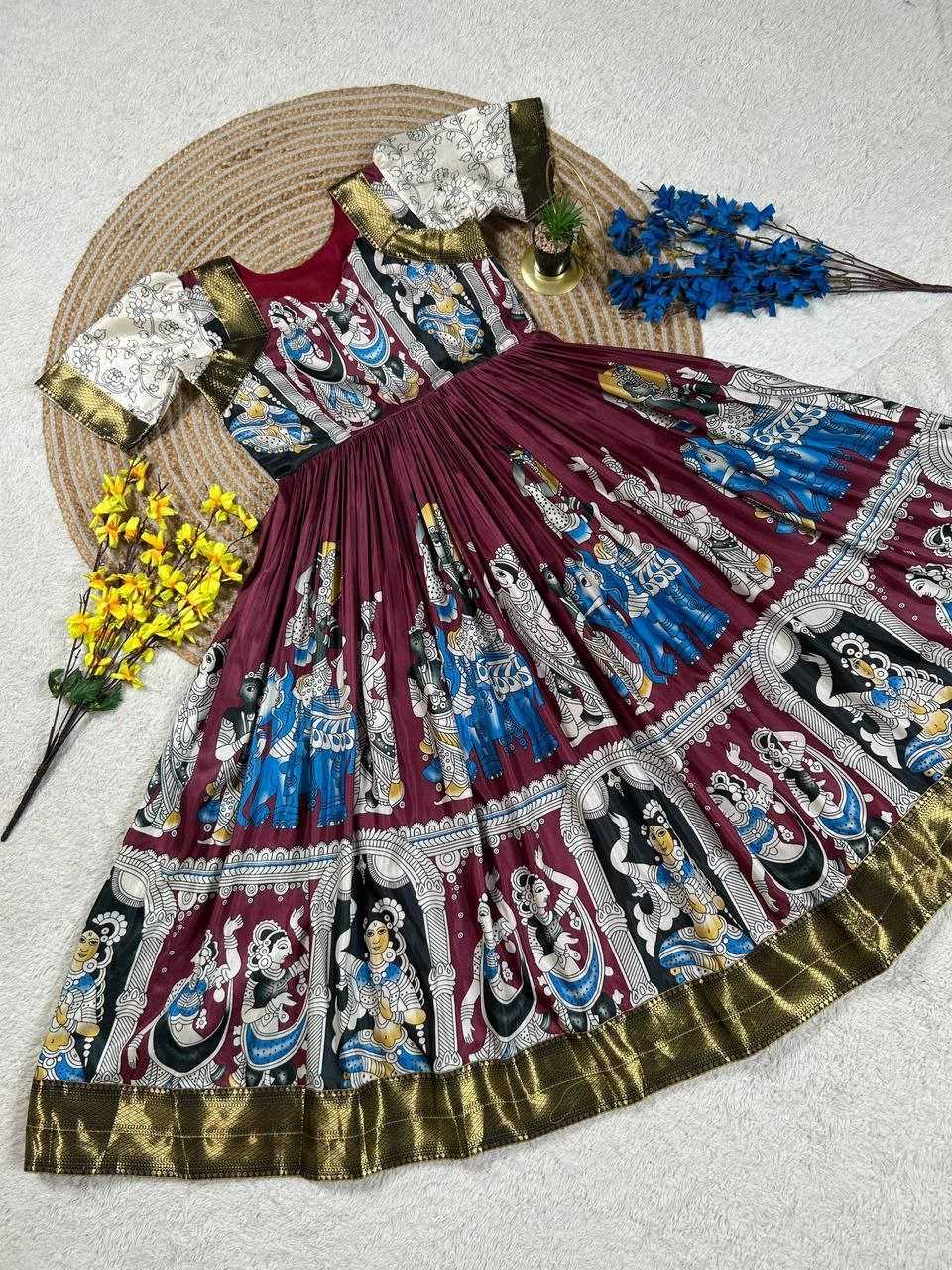 Ynf Muslin Cotton KESH167 AYUSH Gowns Wholesale Fancy Gowns Party Gowns Floral Print Gowns Manufacturer- Kapda Export