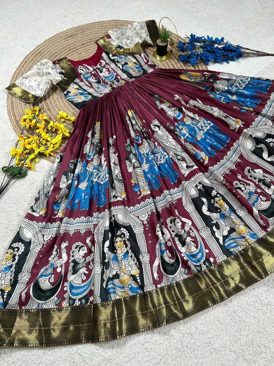Ynf Muslin Cotton KESH167 AYUSH Gowns Wholesale Fancy Gowns Party Gowns Floral Print Gowns Manufacturer- Kapda Export