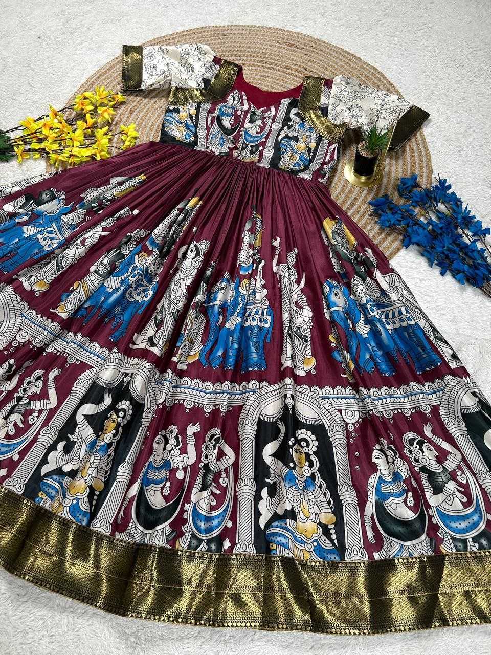 Ynf Muslin Cotton KESH167 AYUSH Gowns Wholesale Fancy Gowns Party Gowns Floral Print Gowns Manufacturer- Kapda Export