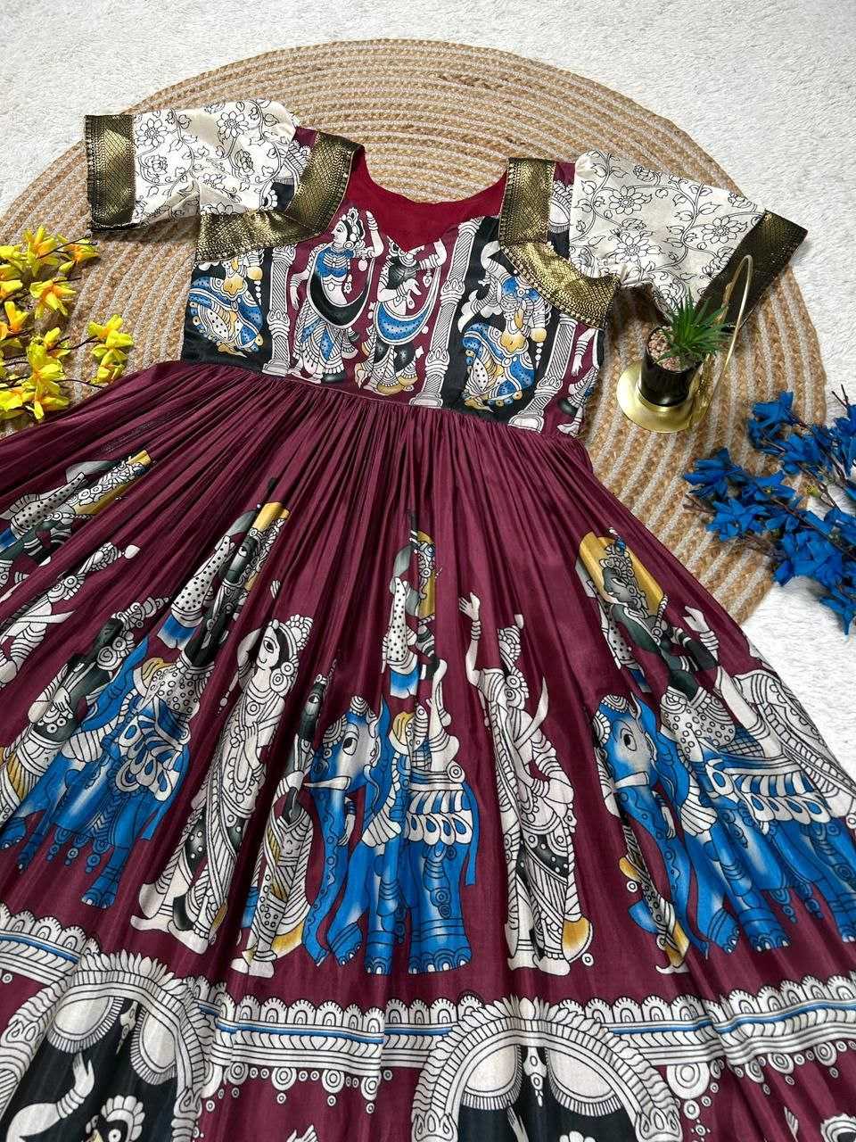 Ynf Muslin Cotton KESH167 AYUSH Gowns Wholesale Fancy Gowns Party Gowns Floral Print Gowns Manufacturer- Kapda Export