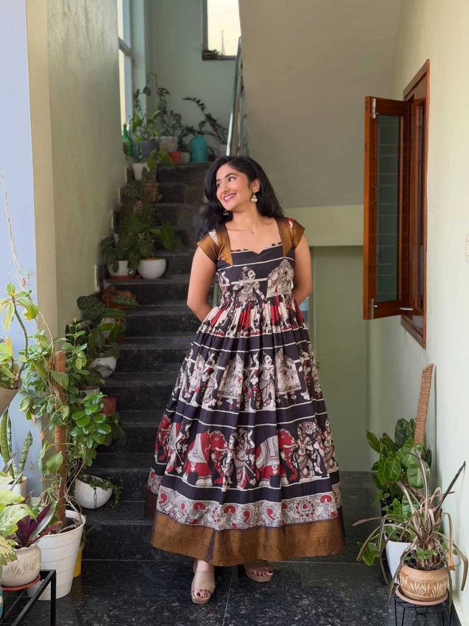 Ynf Muslin Cotton KESH167 RAM Gowns Wholesale Evening Gowns Party Wear Gowns Designer Gowns Manufacturer- Kapda Export