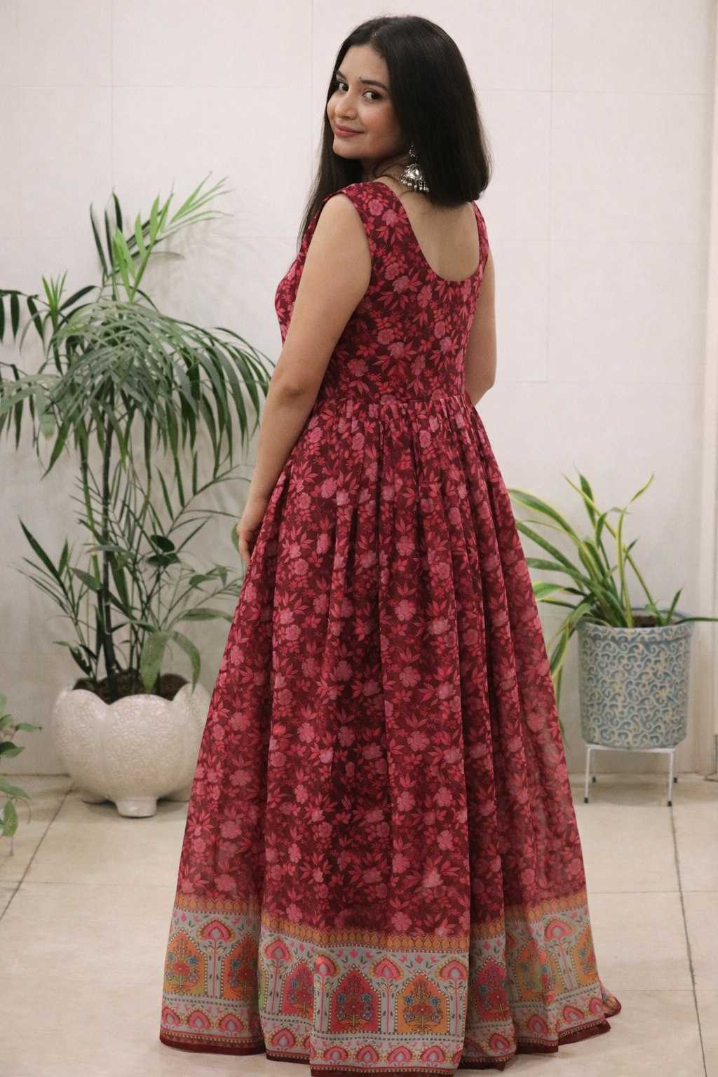 Ynf Organza Gowns Wholesale Printed Gowns Designer Gowns Silk Gowns Manufacturer- Kapda Export