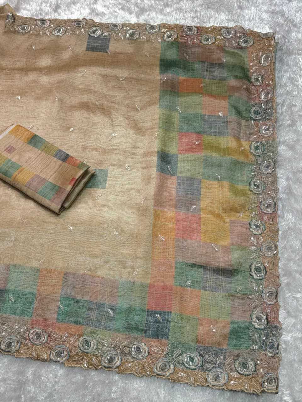 Ynf Organza KESH575 Marigold Sarees Wholesale Organza Sarees Sequence Sarees Embroidered Sarees Manufacturer- Kapda Export