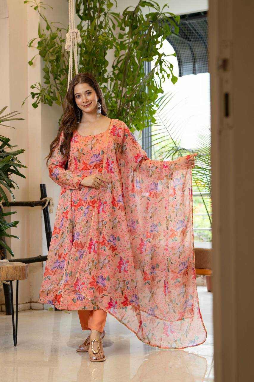 Ynf Organza KESH617 18 Gowns Wholesale Anarkali Gown Party Gowns Floral Print Gowns Manufacturer- Kapda Export