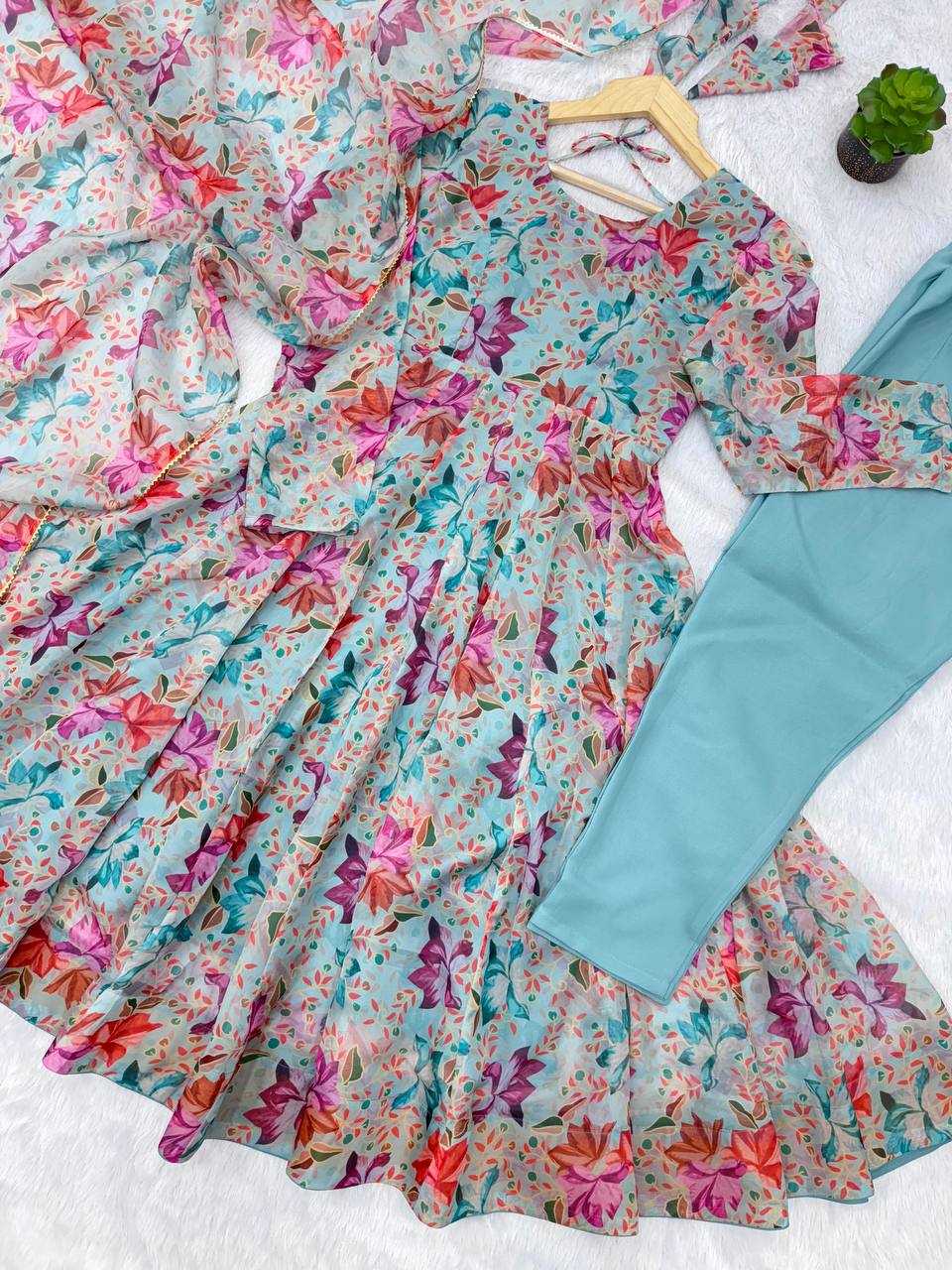 Ynf Organza KESH617 18 Gowns Wholesale Anarkali Gown Party Gowns Floral Print Gowns Manufacturer- Kapda Export