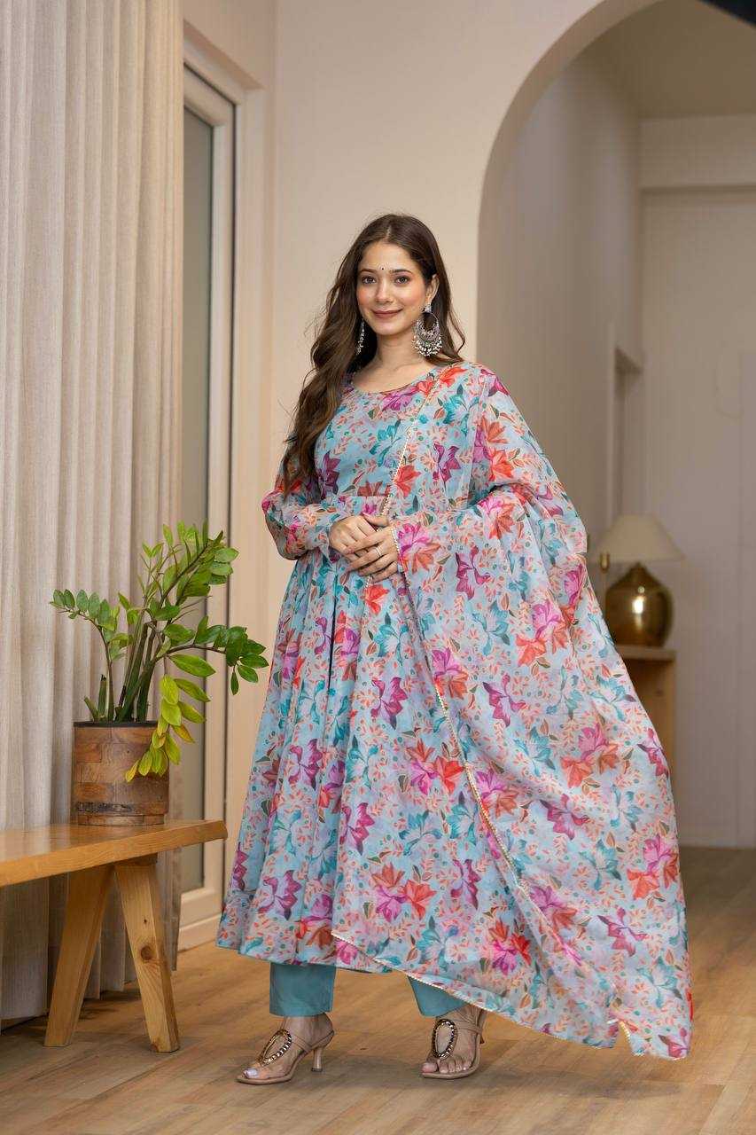 Ynf Organza KESH617 18 Gowns Wholesale Anarkali Gown Party Gowns Floral Print Gowns Manufacturer- Kapda Export