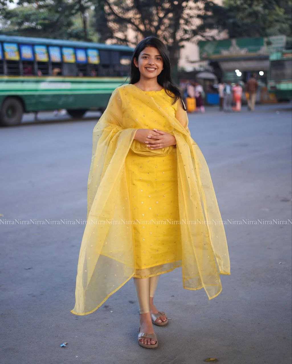 Ynf Organza KESH640 Yellow Bindi Suits & Dresses Festive Collections Wholesale Embroidery Suits Party wear suits Yellow Salwar Suit Manufacturer- Kapda Export