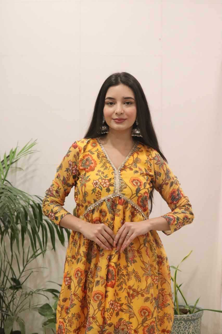 Ynf Organza Silk KESH522 118 Gowns Wholesale Printed Gowns Designer Gowns Lightweight Gowns Manufacturer- Kapda Export