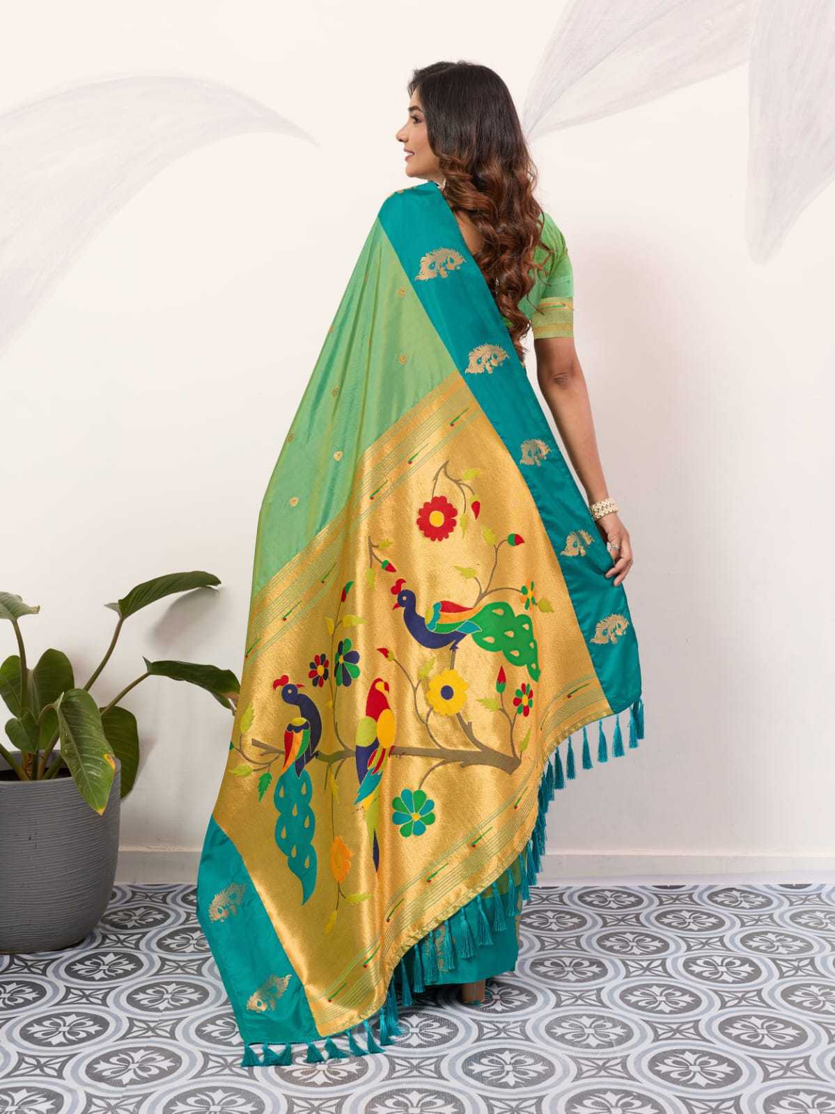 Ynf Paithani Silk KESH583 SAKSHI Silk Sarees Wholesale Paithani Sarees Soft Silk Sarees Silk Sarees With Contrast Pallu Manufacturer- Kapda Export