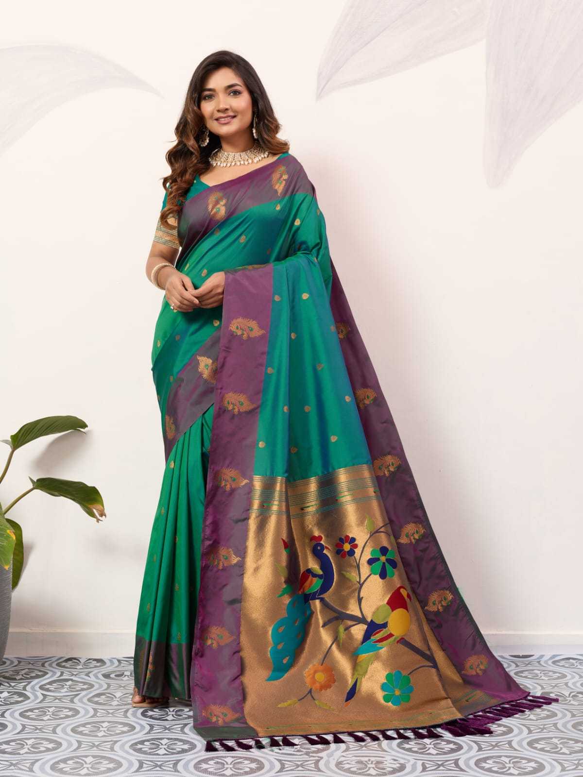 Ynf Paithani Silk KESH583 SAKSHI Silk Sarees Wholesale Paithani Sarees Soft Silk Sarees Silk Sarees With Contrast Pallu Manufacturer- Kapda Export