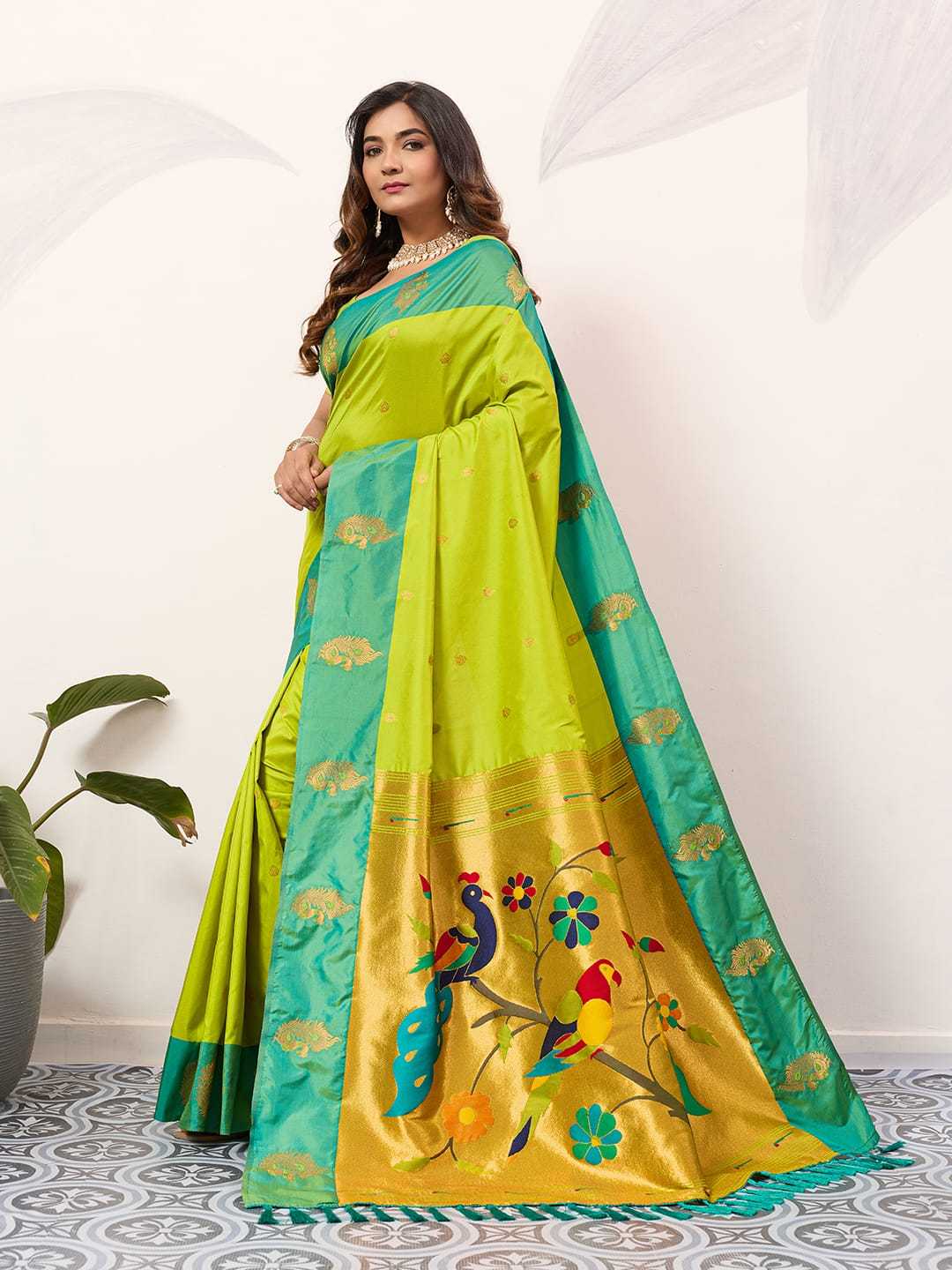 Ynf Paithani Silk KESH583 SAKSHI Silk Sarees Wholesale Paithani Sarees Soft Silk Sarees Silk Sarees With Contrast Pallu Manufacturer- Kapda Export