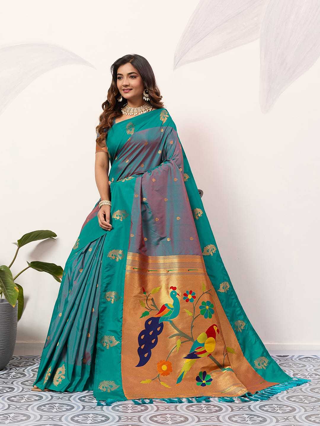 Ynf Paithani Silk KESH583 SAKSHI Silk Sarees Wholesale Paithani Sarees Soft Silk Sarees Silk Sarees With Contrast Pallu Manufacturer- Kapda Export