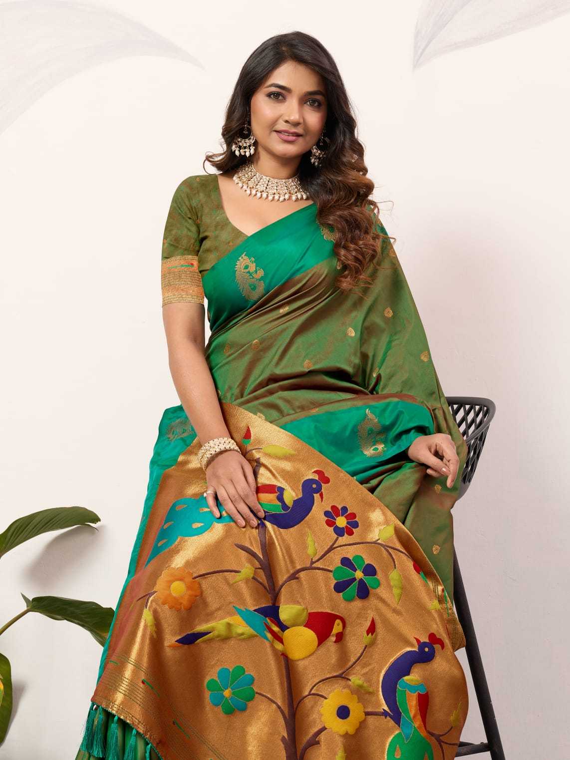 Ynf Paithani Silk KESH583 SAKSHI Silk Sarees Wholesale Paithani Sarees Soft Silk Sarees Silk Sarees With Contrast Pallu Manufacturer- Kapda Export