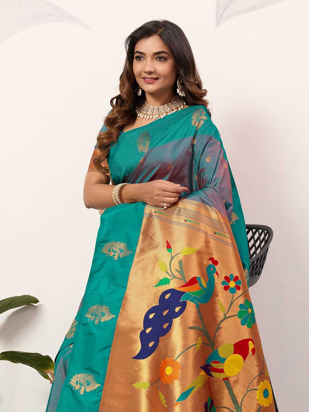 Ynf Paithani Silk KESH583 SAKSHI Silk Sarees Wholesale Paithani Sarees Soft Silk Sarees Silk Sarees With Contrast Pallu Manufacturer- Kapda Export