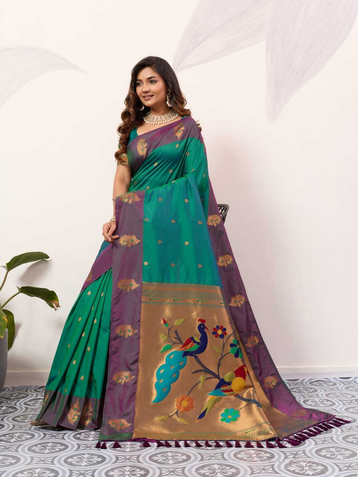 Ynf Paithani Silk KESH583 SAKSHI Silk Sarees Wholesale Paithani Sarees Soft Silk Sarees Silk Sarees With Contrast Pallu Manufacturer- Kapda Export