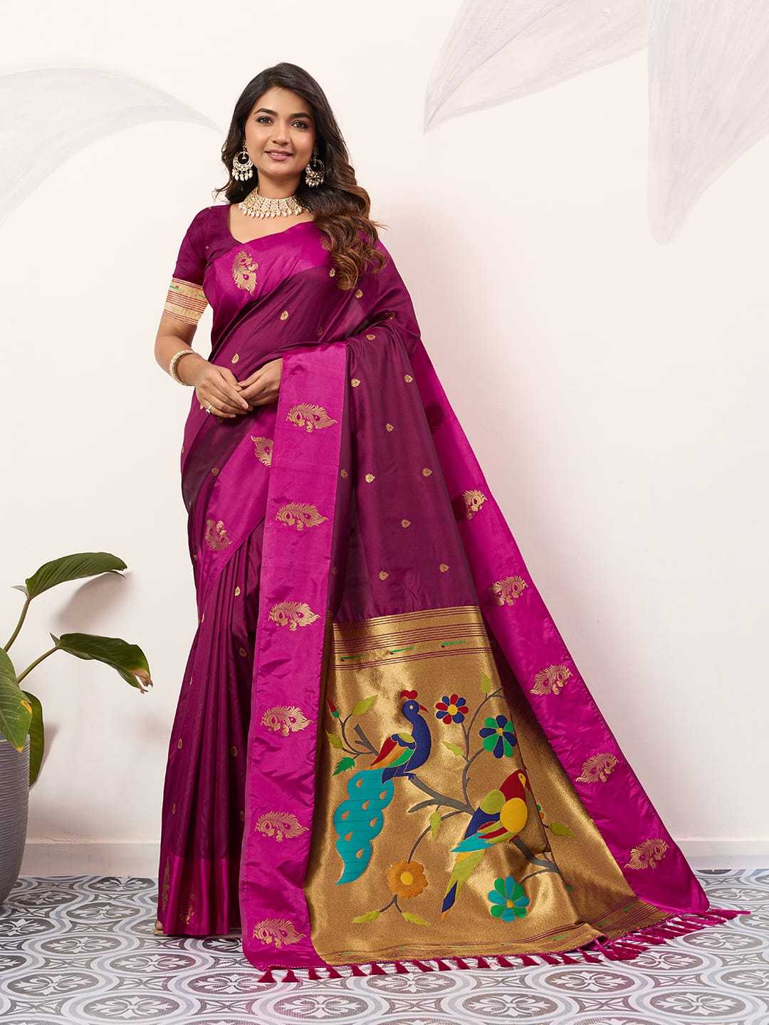 Ynf Paithani Silk KESH583 SAKSHI Silk Sarees Wholesale Paithani Sarees Soft Silk Sarees Silk Sarees With Contrast Pallu Manufacturer- Kapda Export