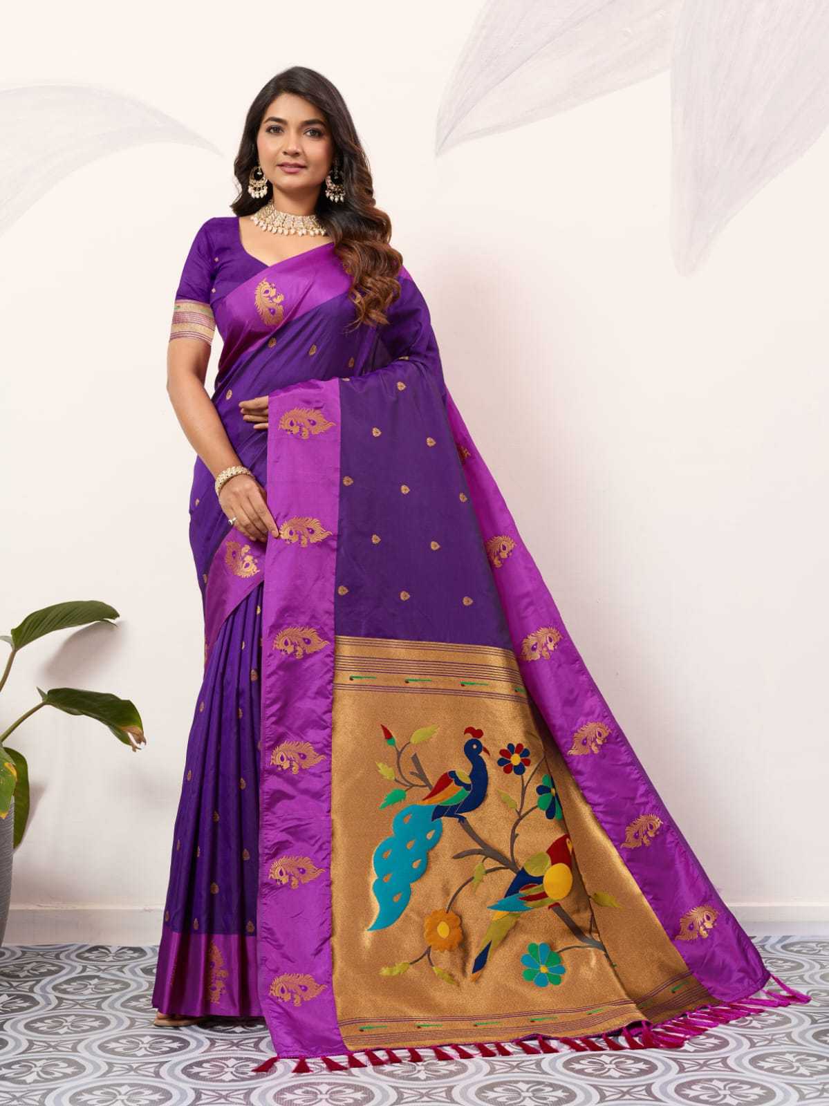 Ynf Paithani Silk KESH583 SAKSHI Silk Sarees Wholesale Paithani Sarees Soft Silk Sarees Silk Sarees With Contrast Pallu Manufacturer- Kapda Export