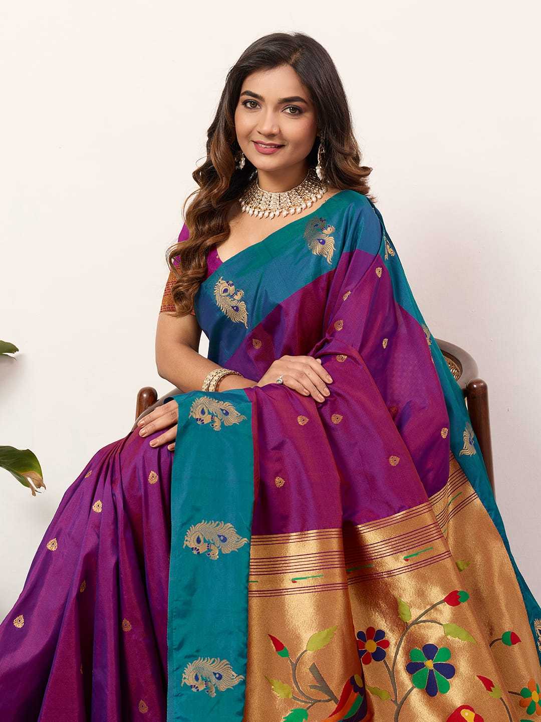 Ynf Paithani Silk KESH583 SAKSHI Silk Sarees Wholesale Paithani Sarees Soft Silk Sarees Silk Sarees With Contrast Pallu Manufacturer- Kapda Export