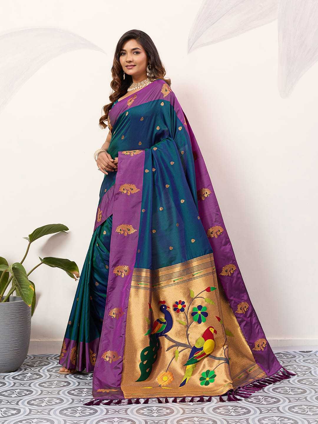 Ynf Paithani Silk KESH583 SAKSHI Silk Sarees Wholesale Paithani Sarees Soft Silk Sarees Silk Sarees With Contrast Pallu Manufacturer- Kapda Export