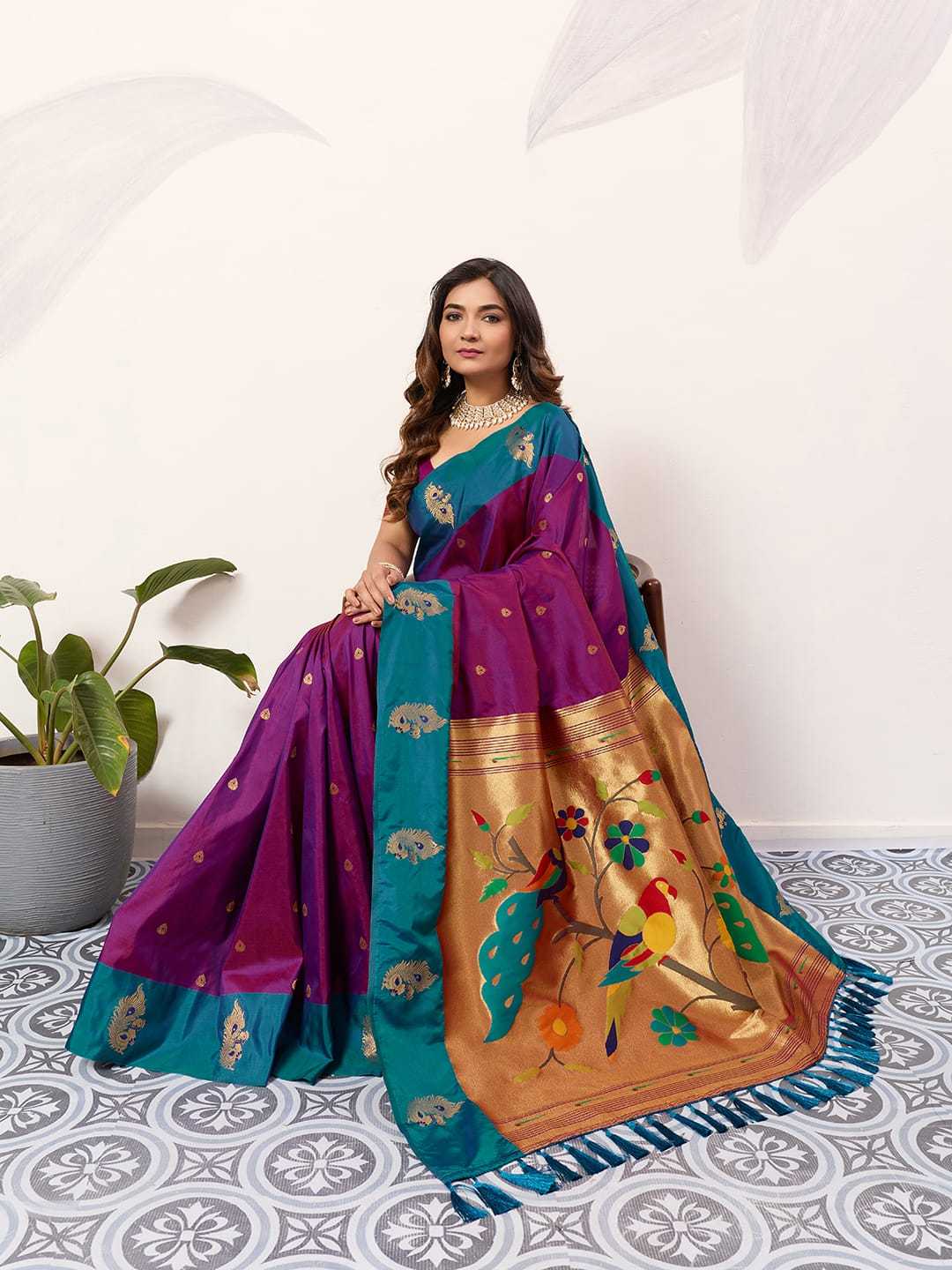 Ynf Paithani Silk KESH583 SAKSHI Silk Sarees Wholesale Paithani Sarees Soft Silk Sarees Silk Sarees With Contrast Pallu Manufacturer- Kapda Export