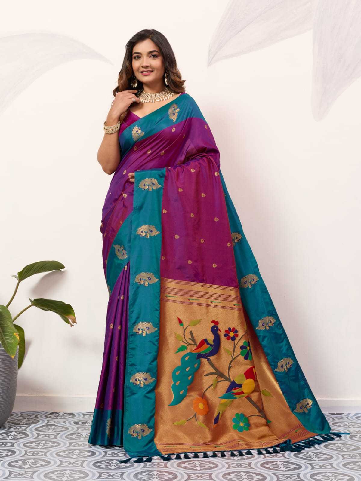 Ynf Paithani Silk KESH583 SAKSHI Silk Sarees Wholesale Paithani Sarees Soft Silk Sarees Silk Sarees With Contrast Pallu Manufacturer- Kapda Export