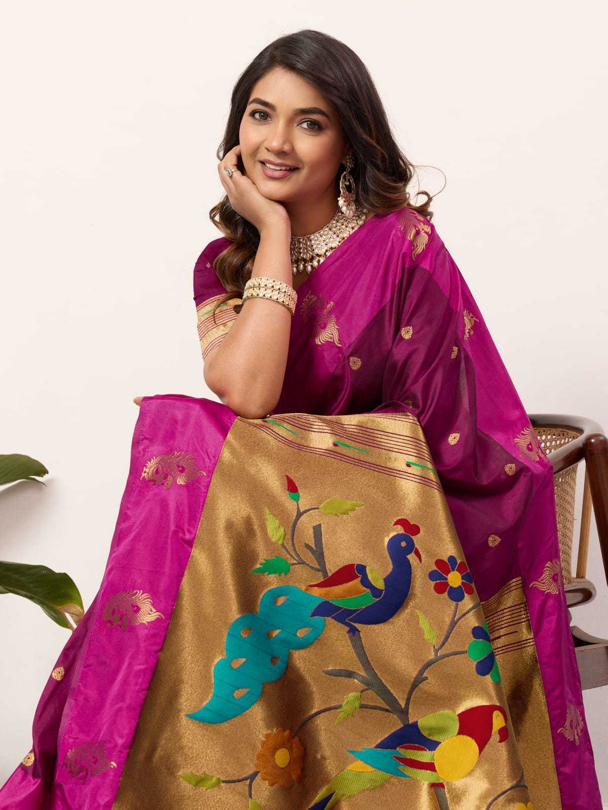 Ynf Paithani Silk KESH583 SAKSHI Silk Sarees Wholesale Paithani Sarees Soft Silk Sarees Silk Sarees With Contrast Pallu Manufacturer- Kapda Export