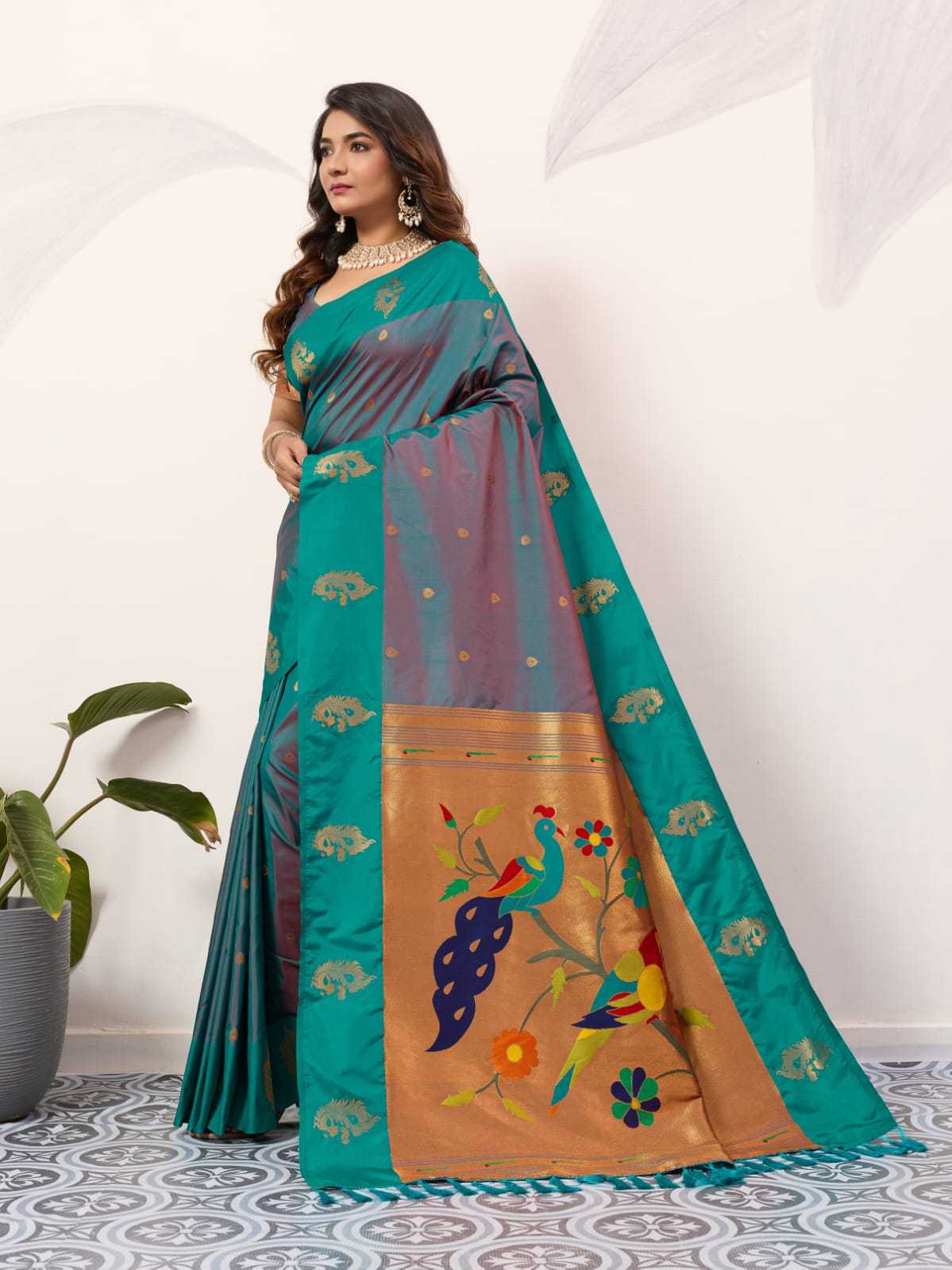 Ynf Paithani Silk KESH583 SAKSHI Silk Sarees Wholesale Paithani Sarees Soft Silk Sarees Silk Sarees With Contrast Pallu Manufacturer- Kapda Export