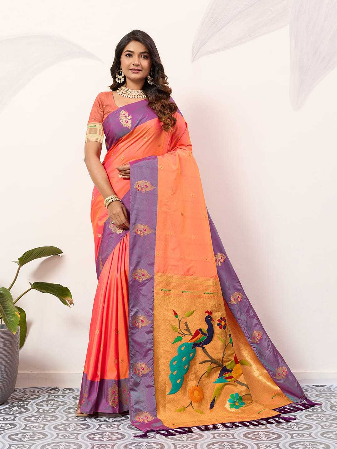 Ynf Paithani Silk KESH583 SAKSHI Silk Sarees Wholesale Paithani Sarees Soft Silk Sarees Silk Sarees With Contrast Pallu Manufacturer- Kapda Export