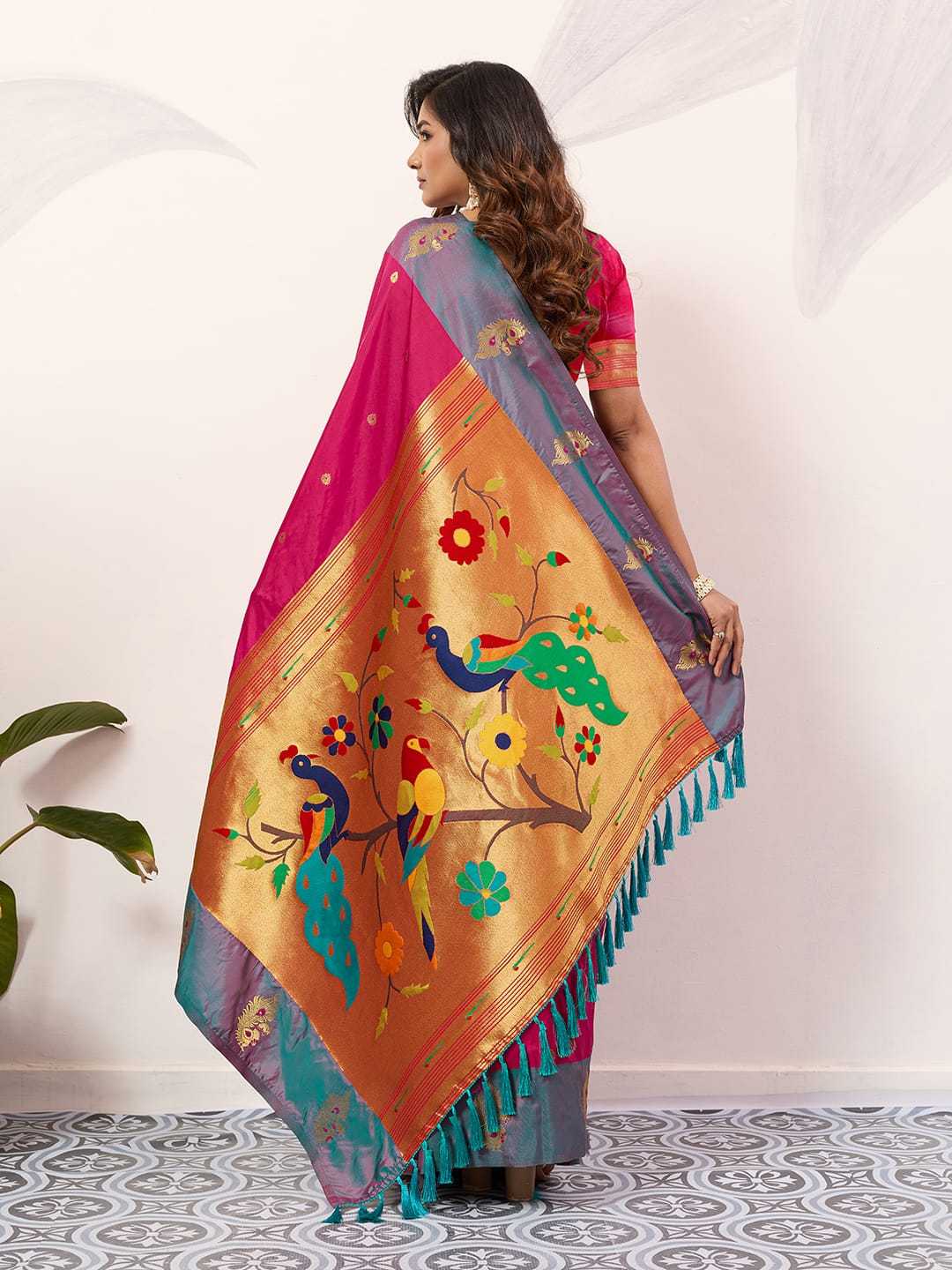 Ynf Paithani Silk KESH583 SAKSHI Silk Sarees Wholesale Paithani Sarees Soft Silk Sarees Silk Sarees With Contrast Pallu Manufacturer- Kapda Export