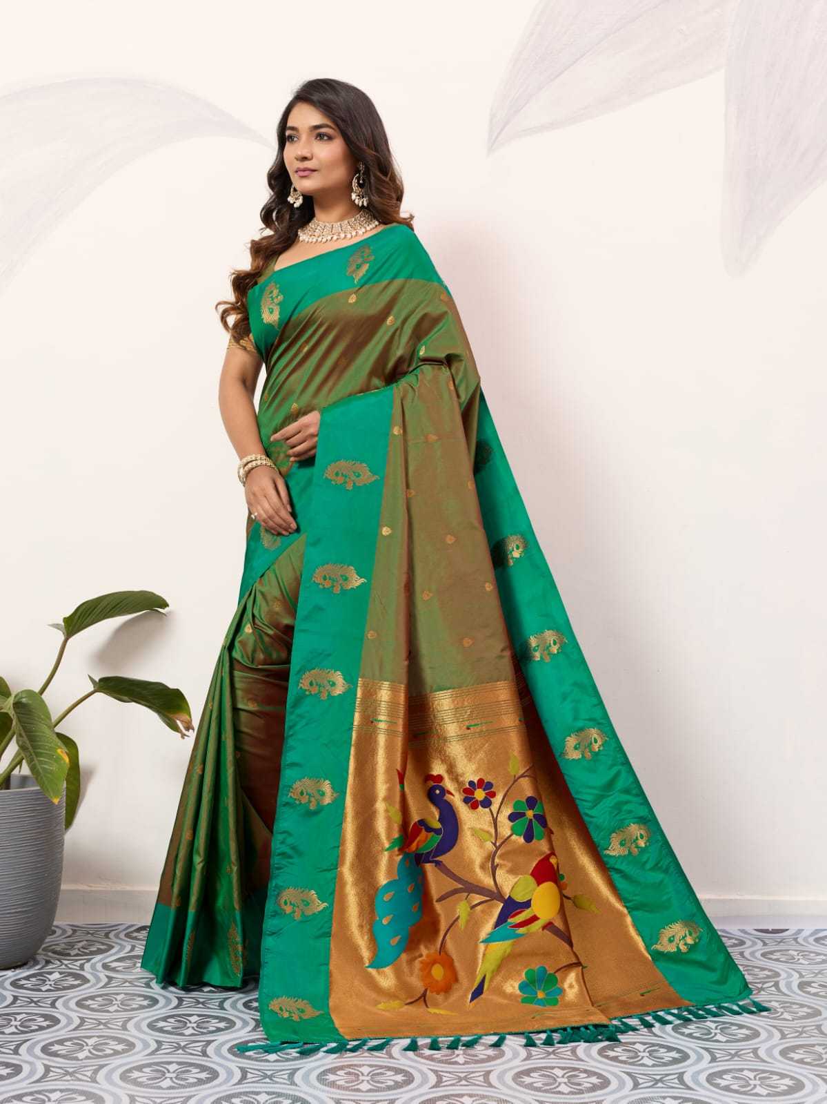 Ynf Paithani Silk KESH583 SAKSHI Silk Sarees Wholesale Paithani Sarees Soft Silk Sarees Silk Sarees With Contrast Pallu Manufacturer- Kapda Export