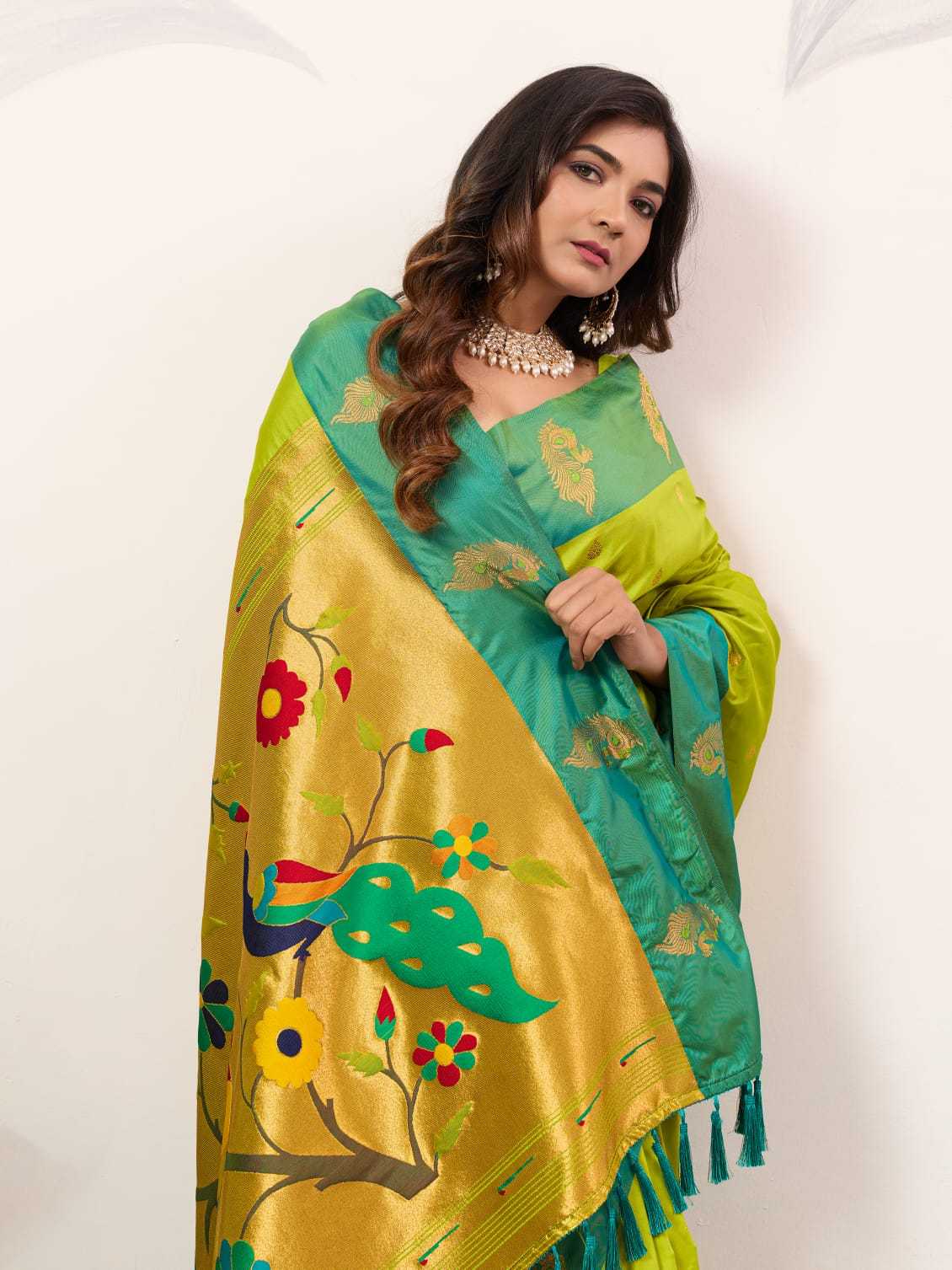 Ynf Paithani Silk KESH583 SAKSHI Silk Sarees Wholesale Paithani Sarees Soft Silk Sarees Silk Sarees With Contrast Pallu Manufacturer- Kapda Export