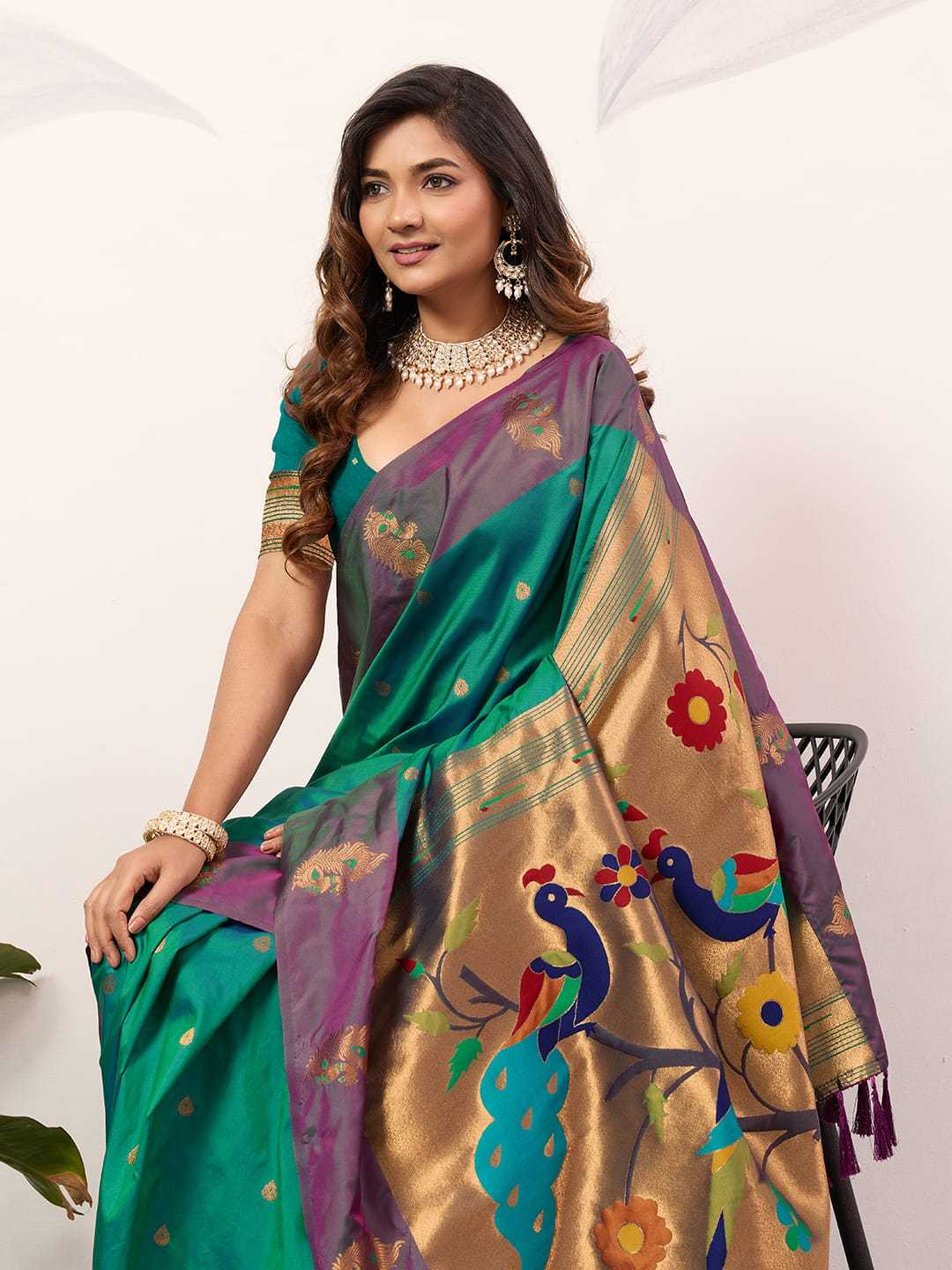 Ynf Paithani Silk KESH583 SAKSHI Silk Sarees Wholesale Paithani Sarees Soft Silk Sarees Silk Sarees With Contrast Pallu Manufacturer- Kapda Export