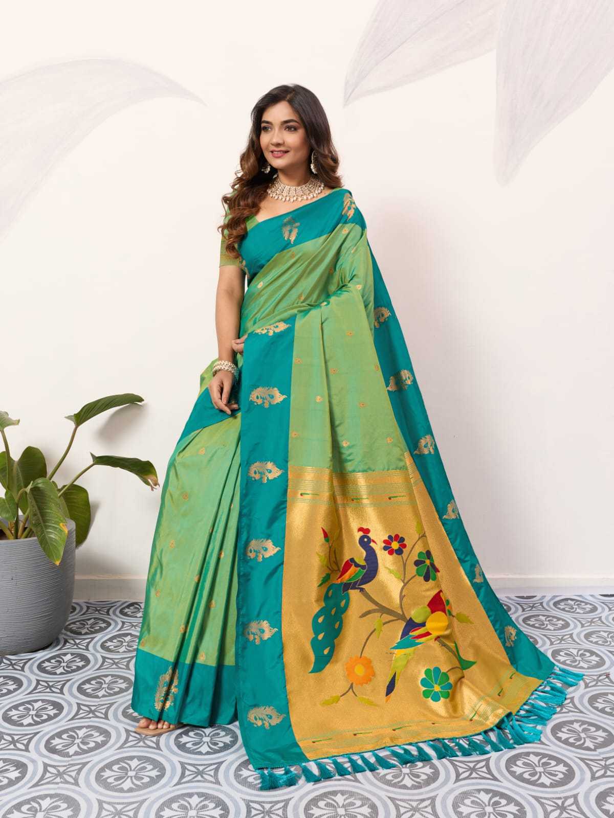 Ynf Paithani Silk KESH583 SAKSHI Silk Sarees Wholesale Paithani Sarees Soft Silk Sarees Silk Sarees With Contrast Pallu Manufacturer- Kapda Export