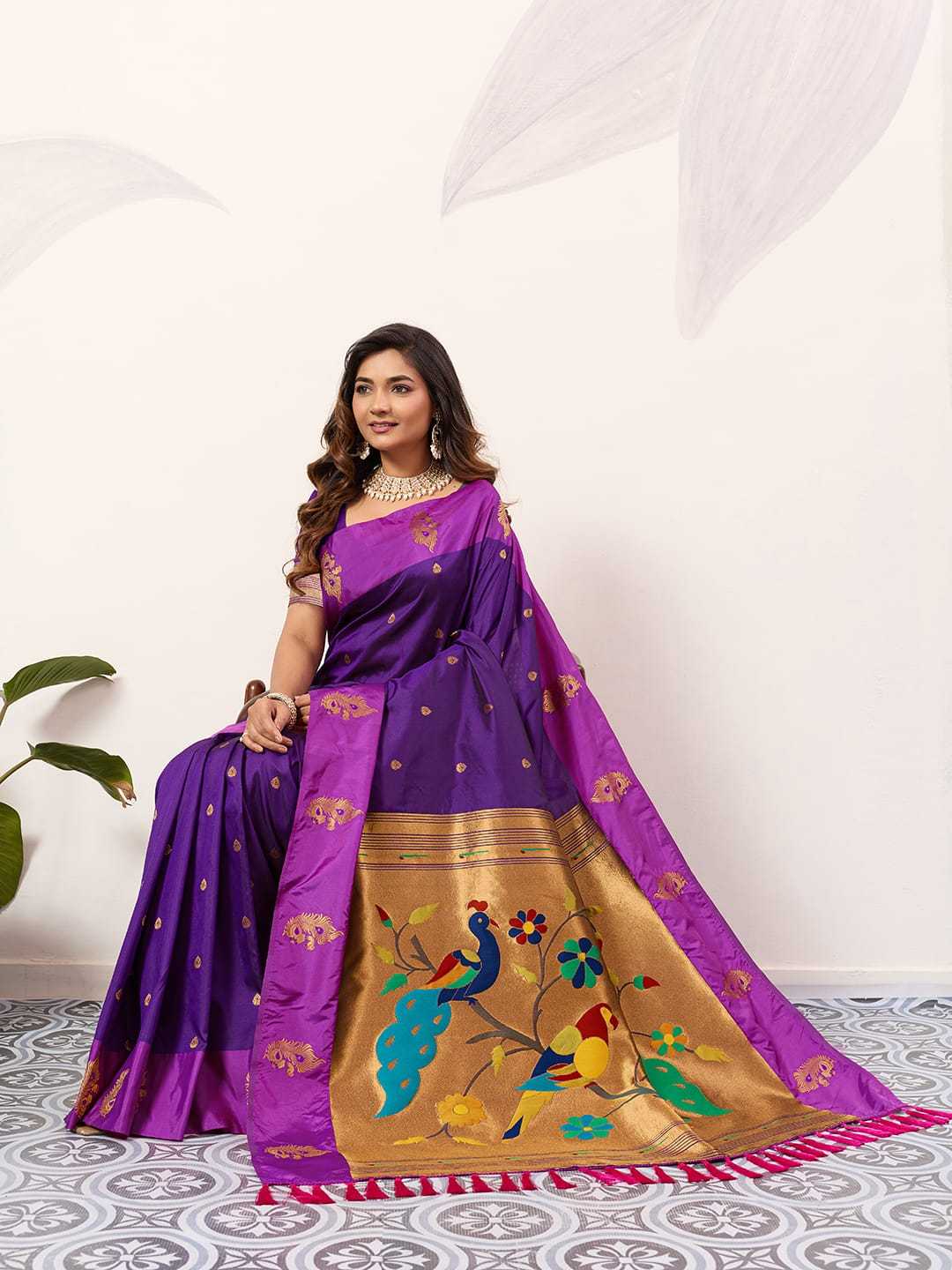 Ynf Paithani Silk KESH583 SAKSHI Silk Sarees Wholesale Paithani Sarees Soft Silk Sarees Silk Sarees With Contrast Pallu Manufacturer- Kapda Export