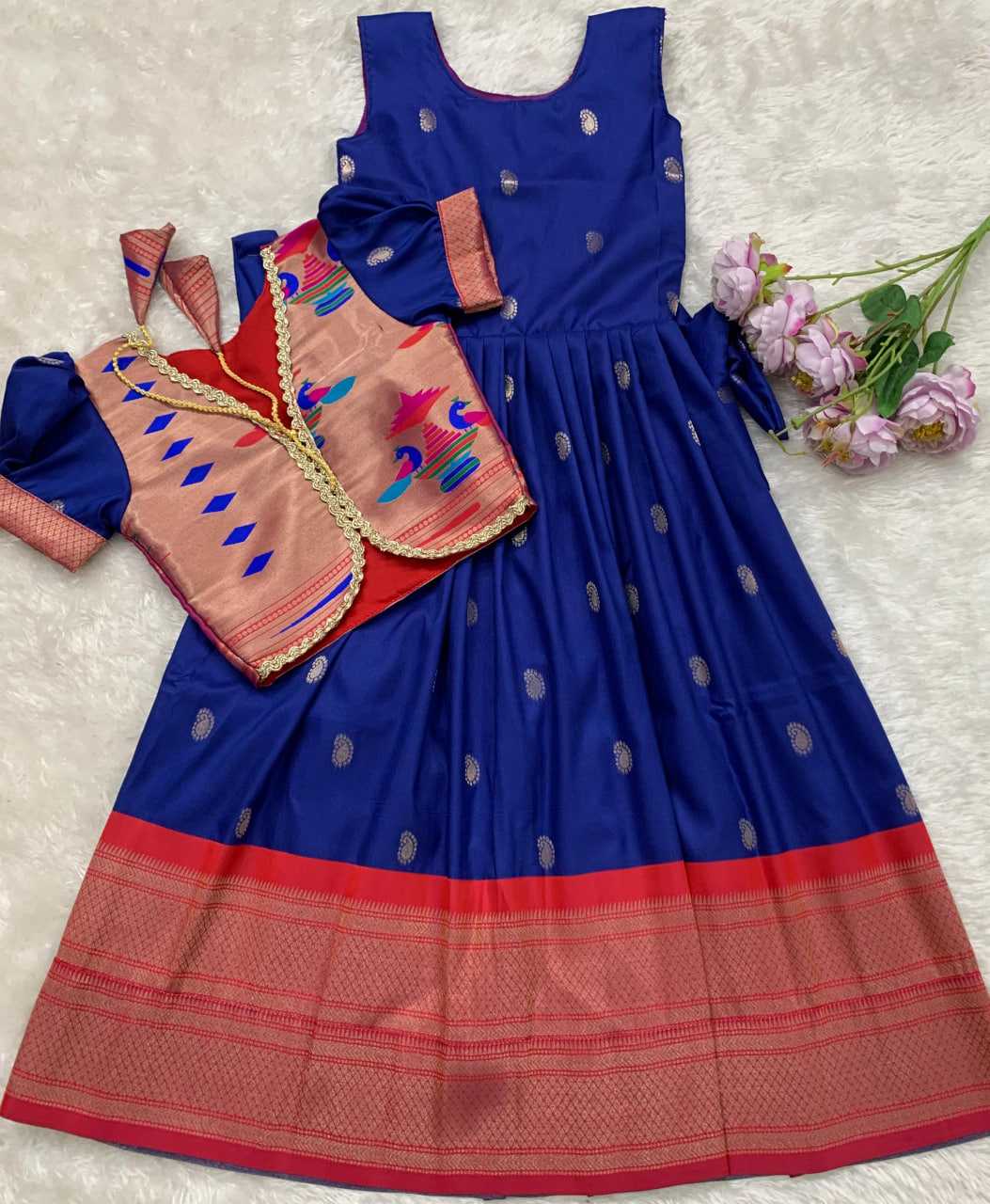 Ynf Paithani Silk KESH685 124 Kids Wear Festive Collections Wholesale Kids Gown Kids Ethnic Gowns Kids Silk Dress Manufacturer- Kapda Export