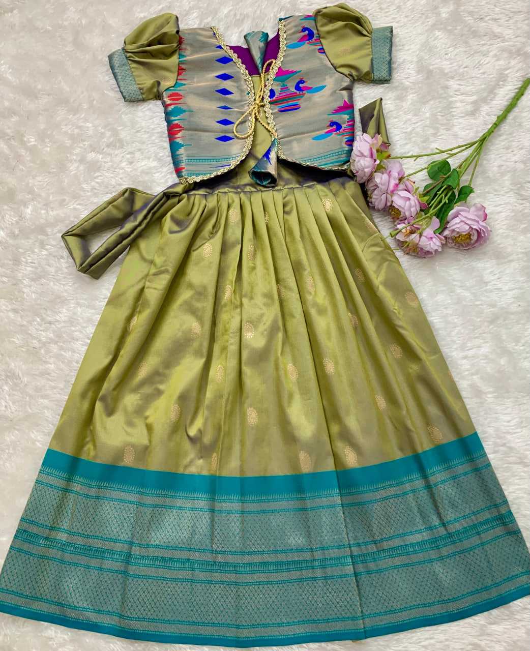 Ynf Paithani Silk KESH685 124 Kids Wear Festive Collections Wholesale Kids Gown Kids Ethnic Gowns Kids Silk Dress Manufacturer- Kapda Export