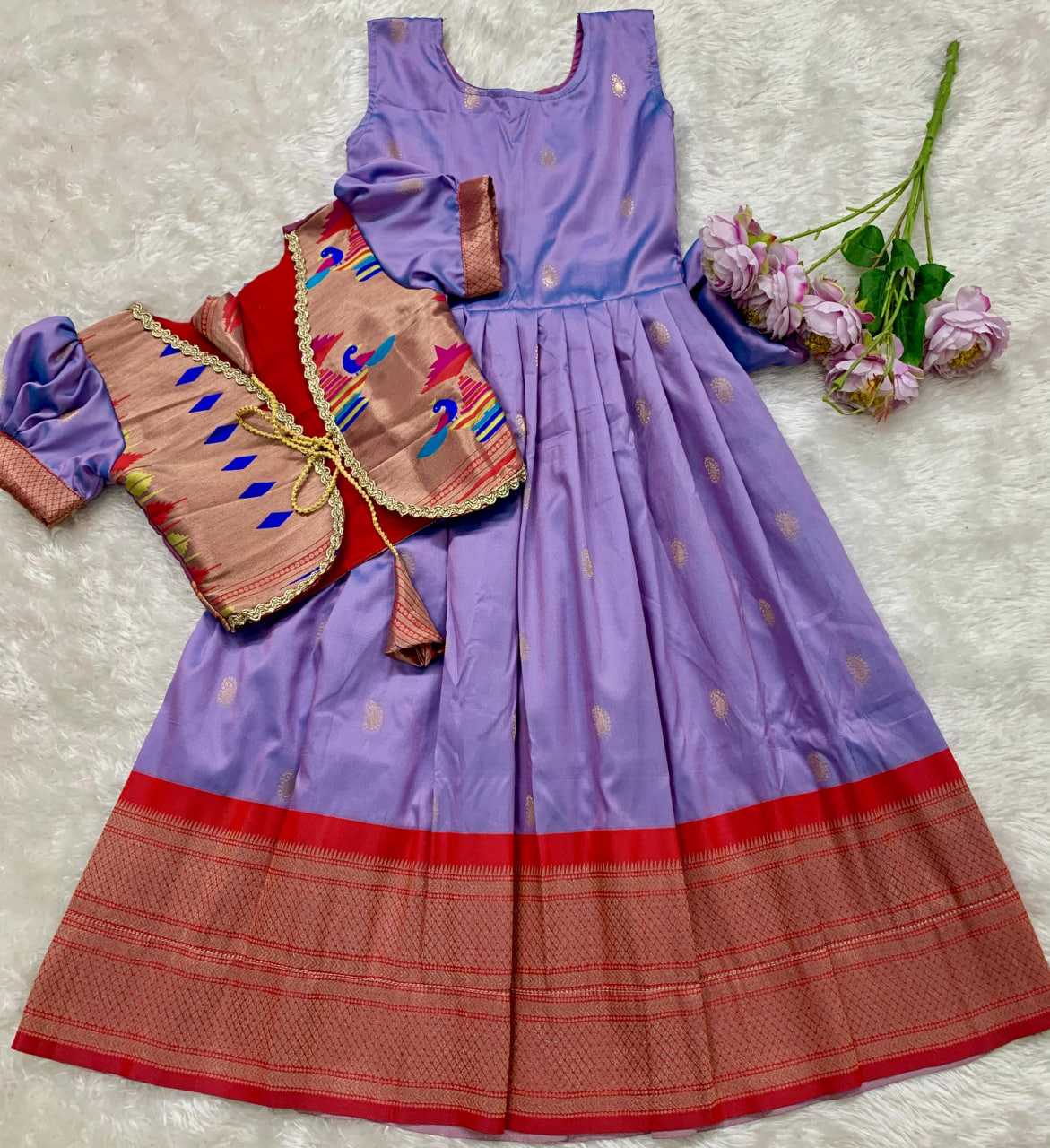 Ynf Paithani Silk KESH685 124 Kids Wear Festive Collections Wholesale Kids Gown Kids Ethnic Gowns Kids Silk Dress Manufacturer- Kapda Export