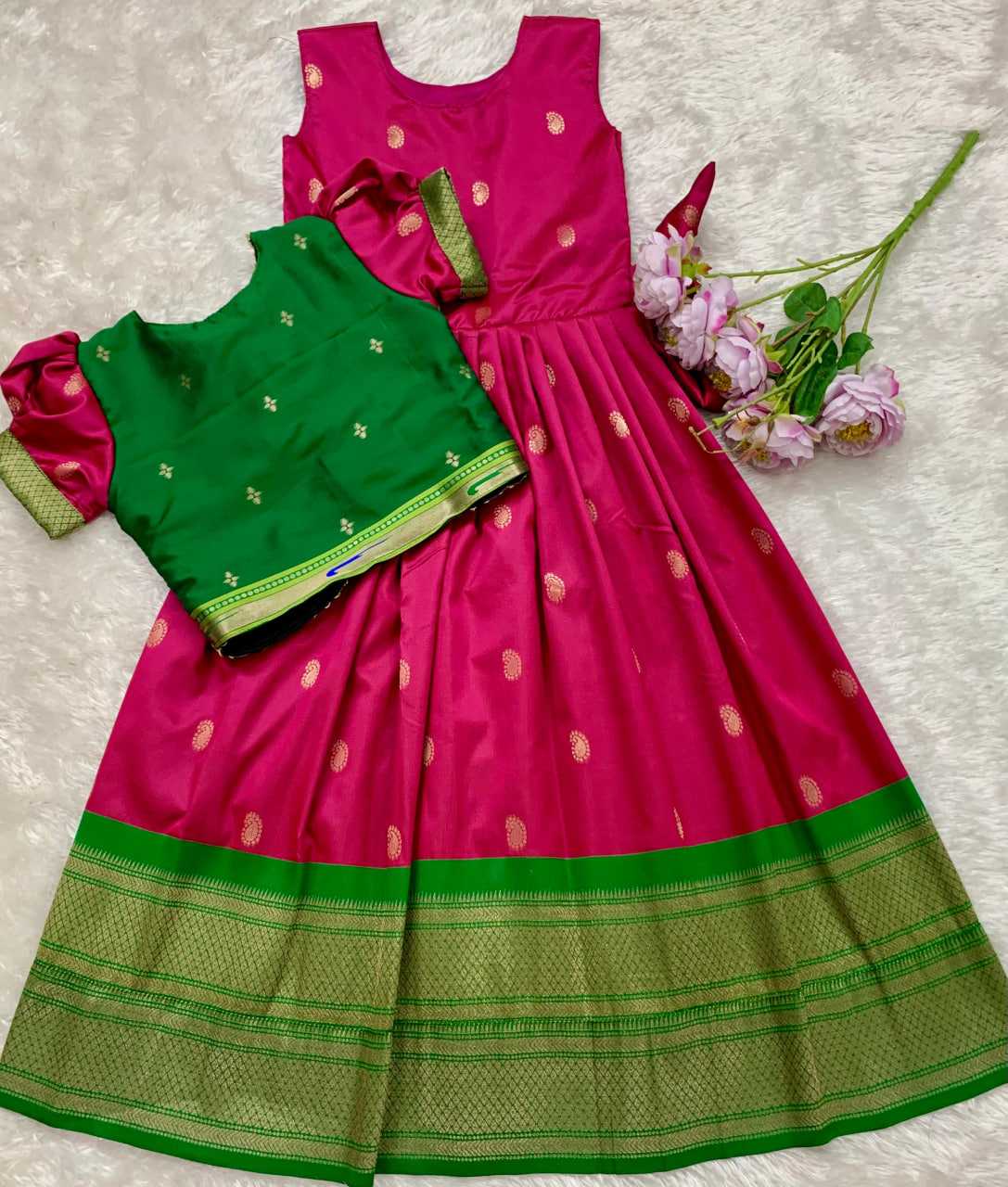 Ynf Paithani Silk KESH685 124 Kids Wear Festive Collections Wholesale Kids Gown Kids Ethnic Gowns Kids Silk Dress Manufacturer- Kapda Export