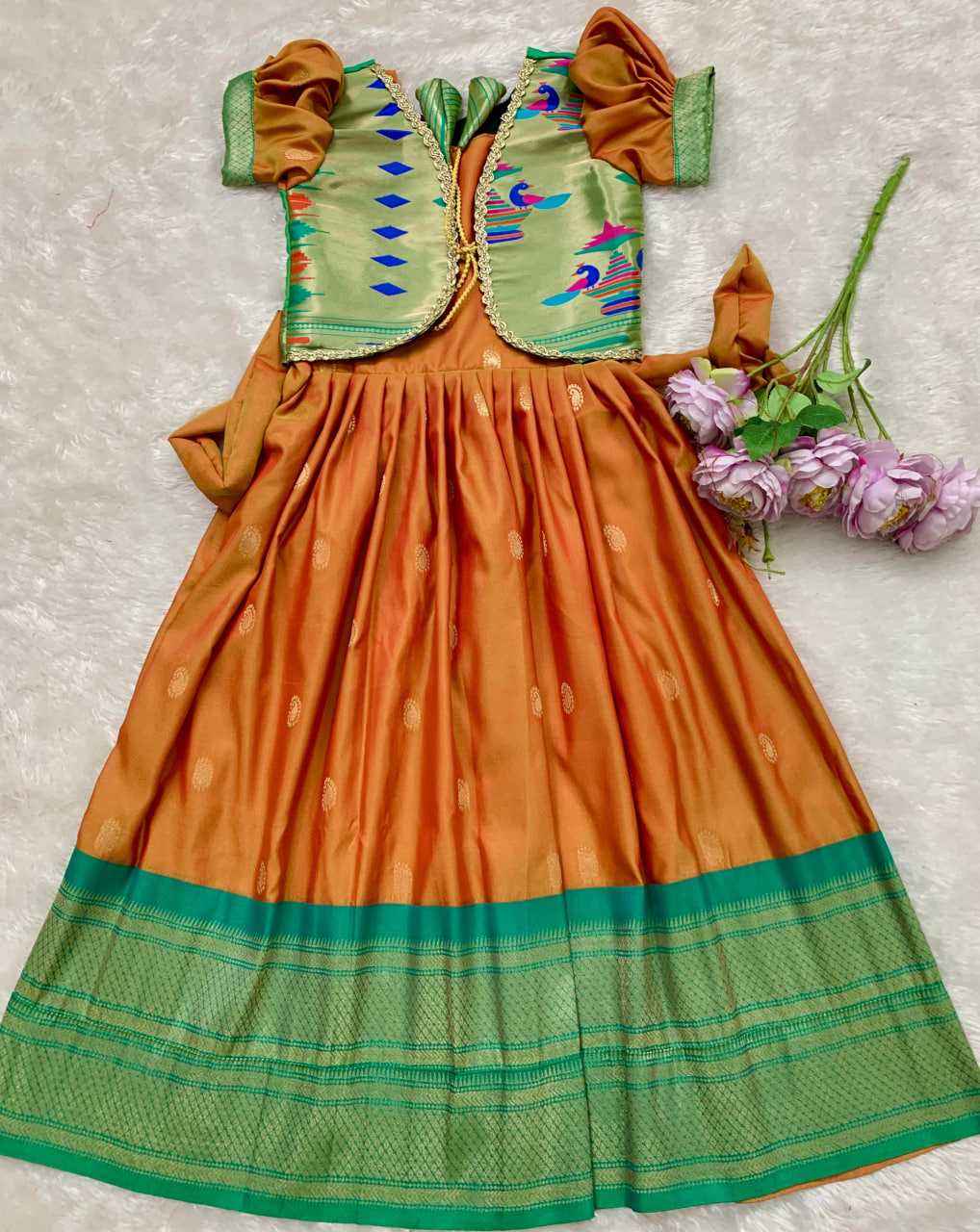 Ynf Paithani Silk KESH685 124 Kids Wear Festive Collections Wholesale Kids Gown Kids Ethnic Gowns Kids Silk Dress Manufacturer- Kapda Export